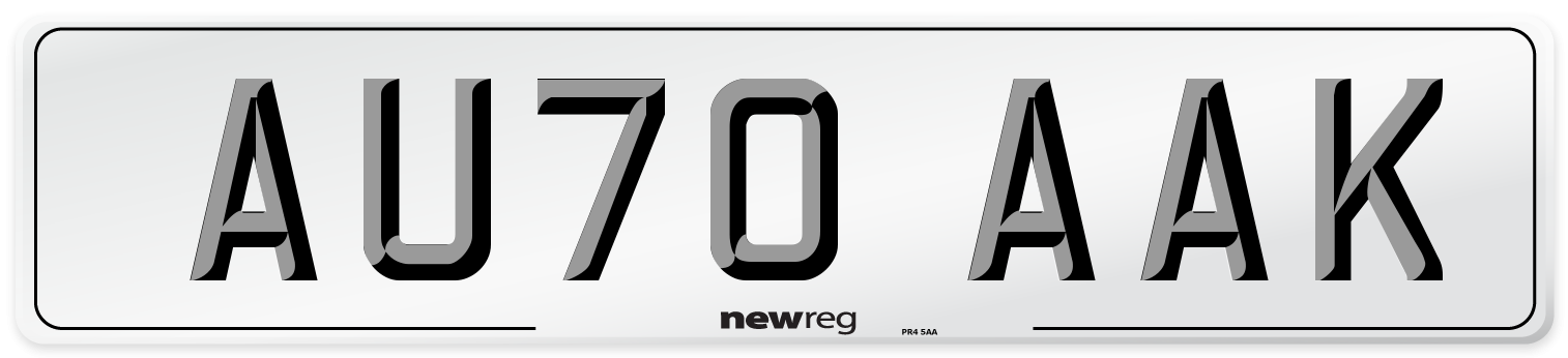 AU70 AAK Number Plate from New Reg